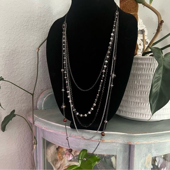 Express Multi Chain Layered Beaded  Necklace - Picture 2 of 8